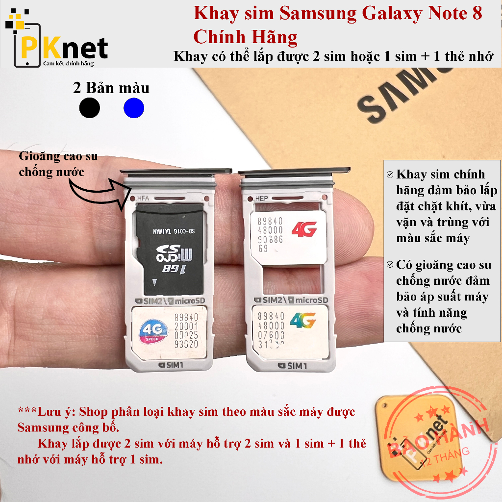 Khay sim Samsung Note 8 chính hãng, 2 sim
