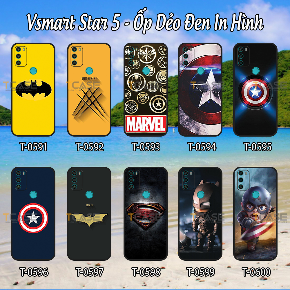 Ốp lưng Vsmart Star 5 - Ốp dẻo đen in hình Siêu Anh Hùng