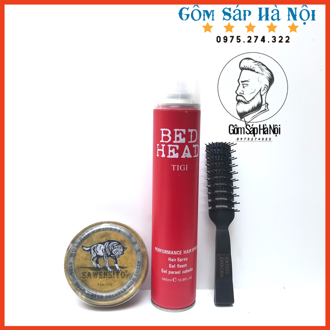 COMBO Gôm Xịt Tóc Bed-Head + Sáp Vuốt Tóc Sawensito Sói + Lược