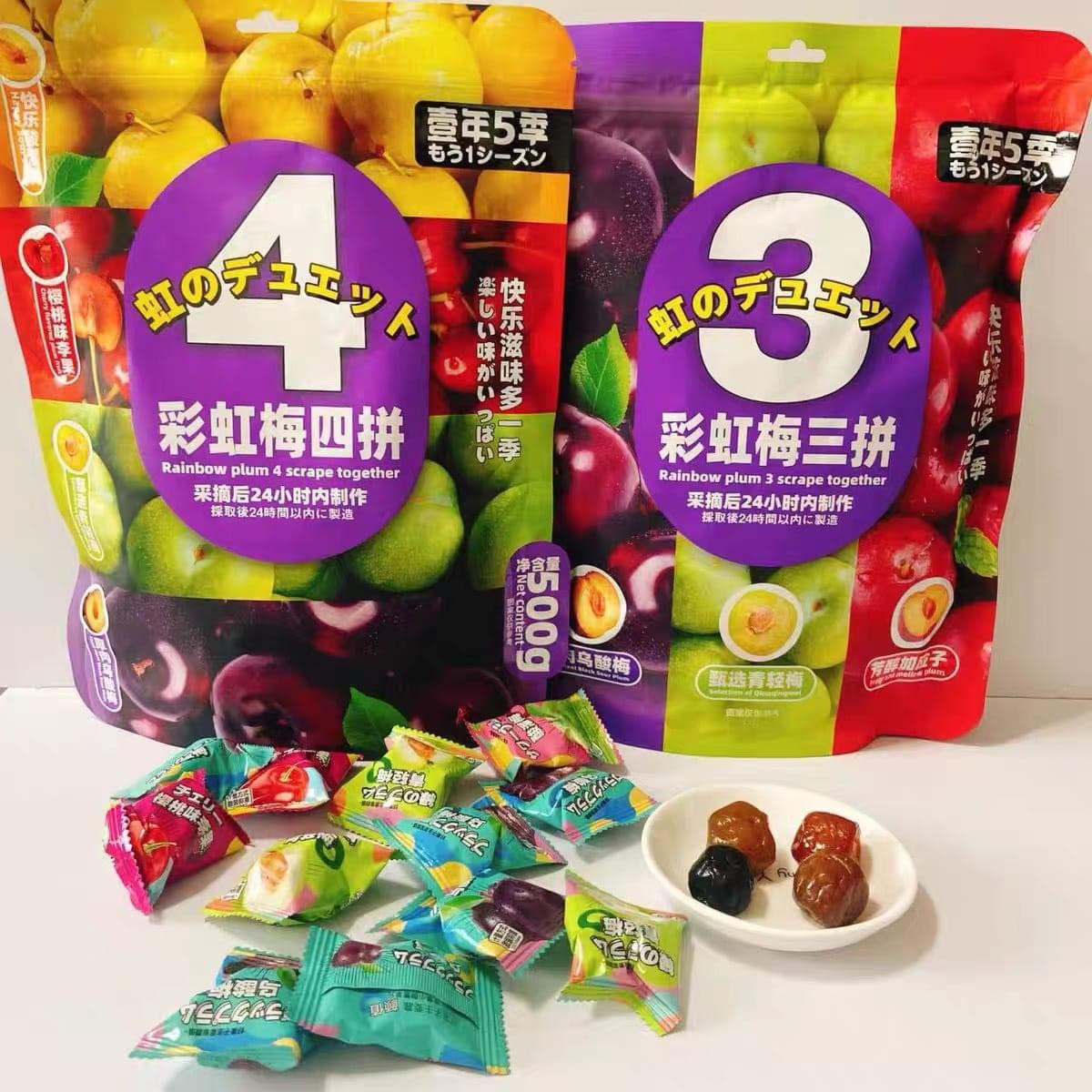 Ô mai hoa quả sấy dẻo mứt ô mai mix vị RAINBOW PLUM COLORFUL vị trái cây chua chua ngọt ngọt đủ loại