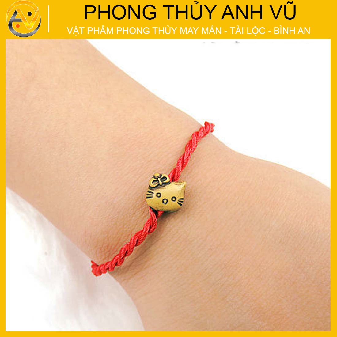 Vòng tay chỉ đỏ mix hình mèo may mắn