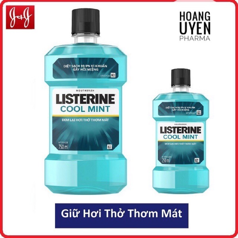 Nước súc miệng Listerine Cool Mint hàng chuẩn cty - Combo 250+750