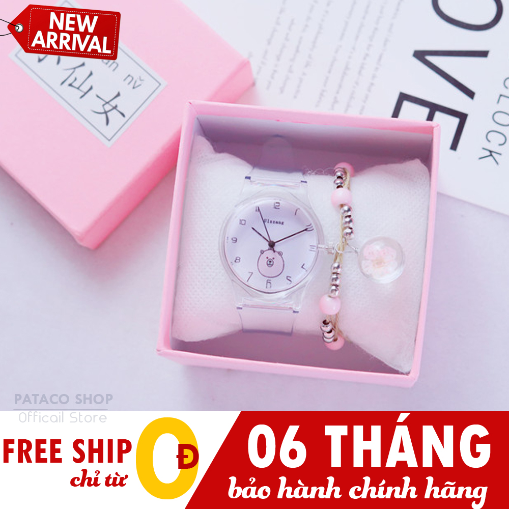 Đồng hồ thời trang trẻ em Candycat C107 dây nhựa dẻo trong suốt mặt đồng hồ hình heo ú siêu đáng yêu có chống nước sinh hoạt nhẹ