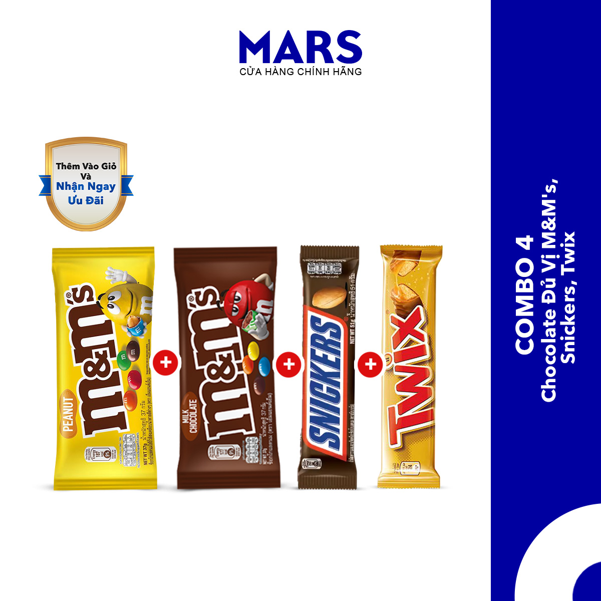 Combo Chocolate M&M's, Snickers, Twix Nhập Khẩu đủ vị