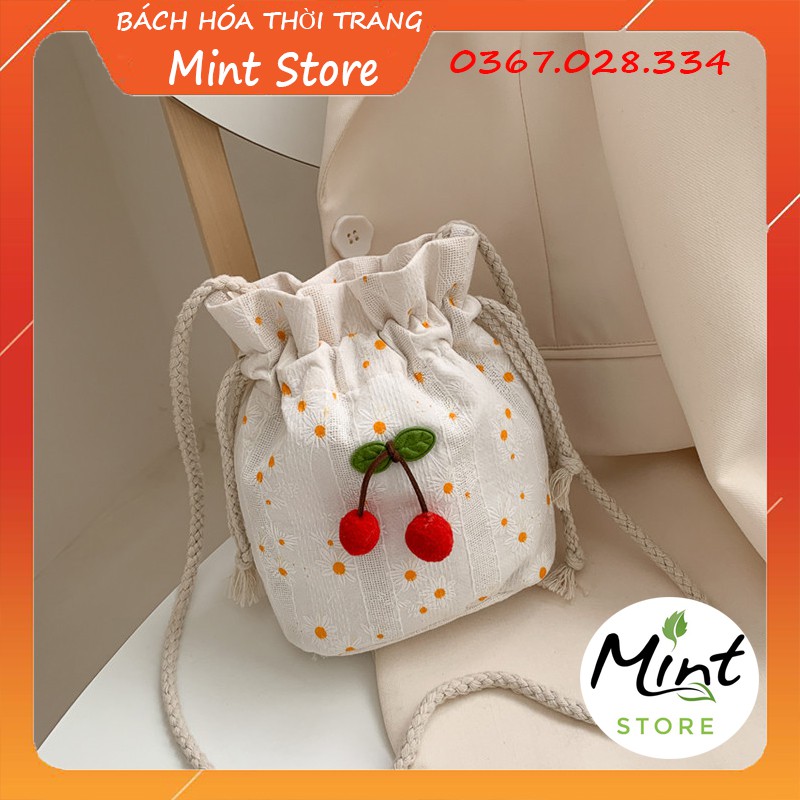 Túi đeo chéo nữ cherry đi biển, đi chơi hot trent dạng dây rút pk 167