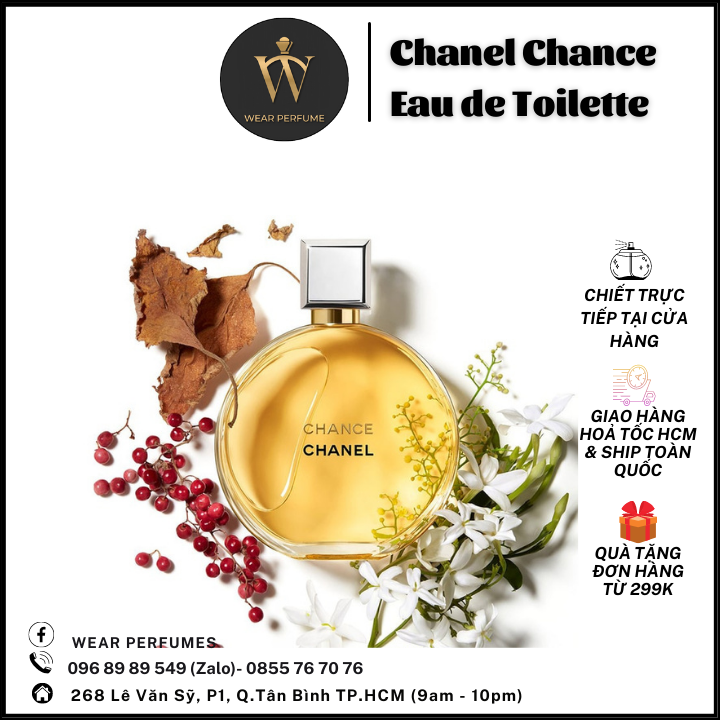 Nước Hoa Nữ Chanel Chance Eau De Toilette - Sang trọng, Nữ tính, Quyến rũ - Fullsize và Chiết