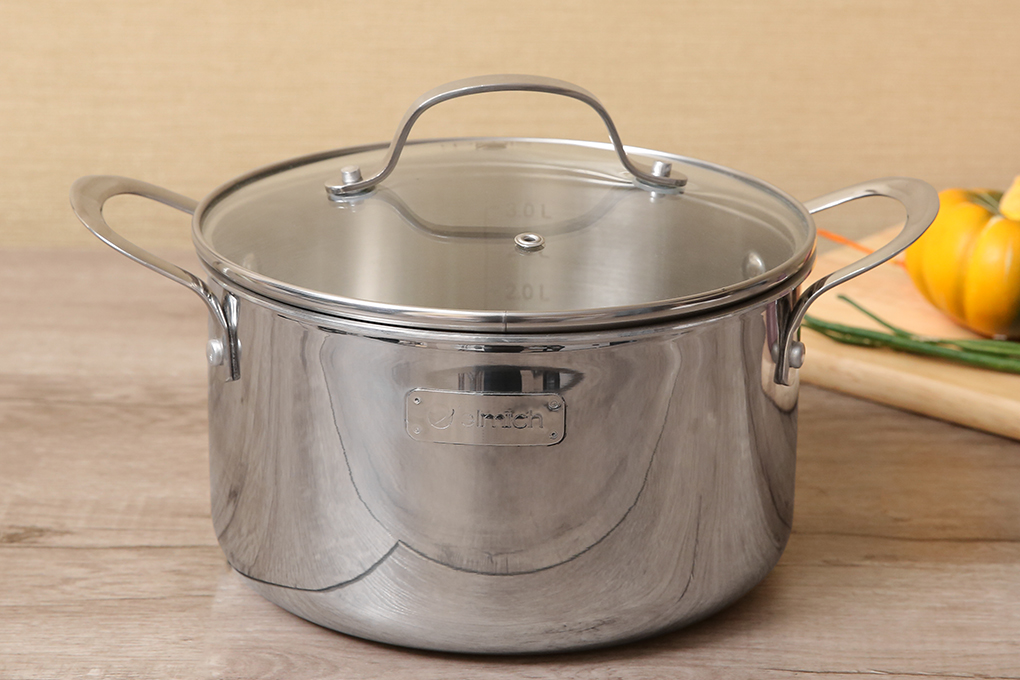 Nồi inox 18cm cao cấp 3 lớp đáy liền elmich tri-max 18cm el3732, bảo hành 5 năm