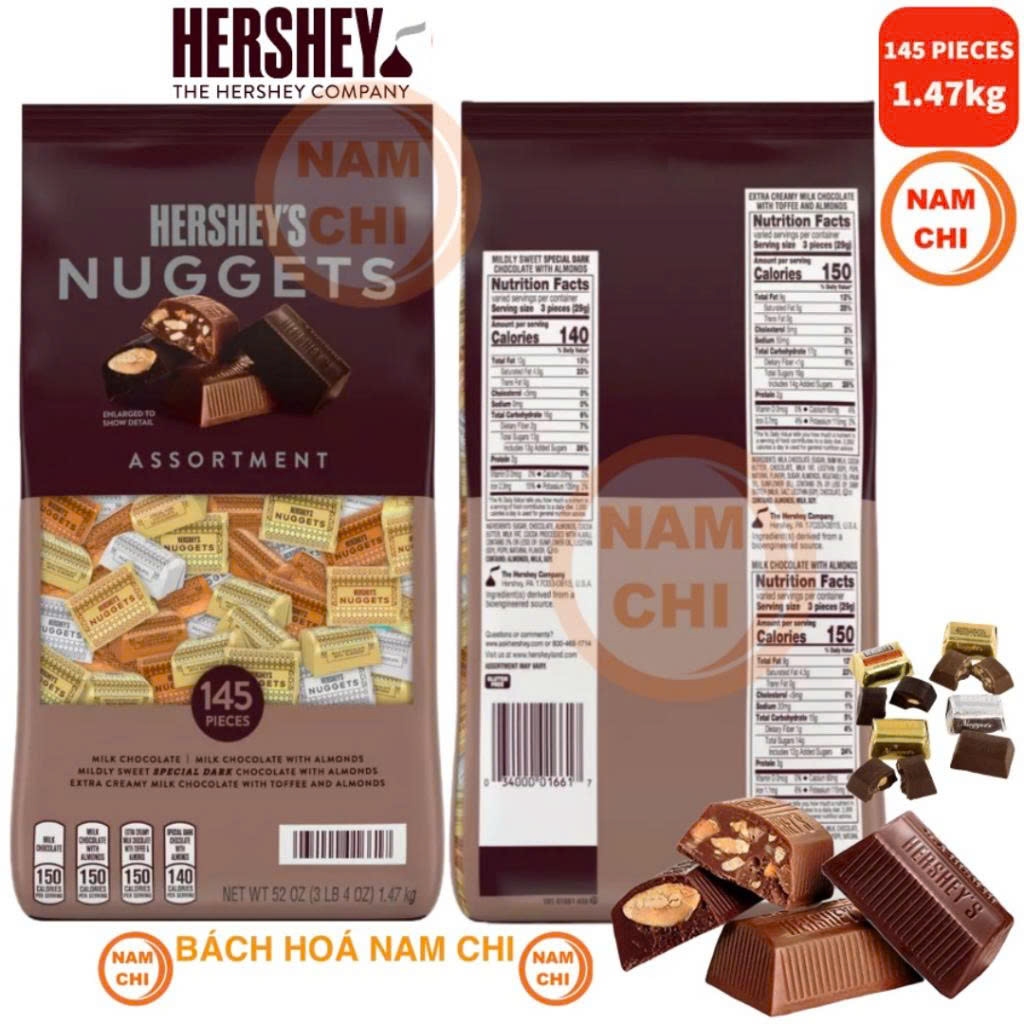 DATE MỚI Kẹo Socola HERSHEY NUGGETS 145 Viên 1.47kg - Nhập Khẩu Costco Mỹ