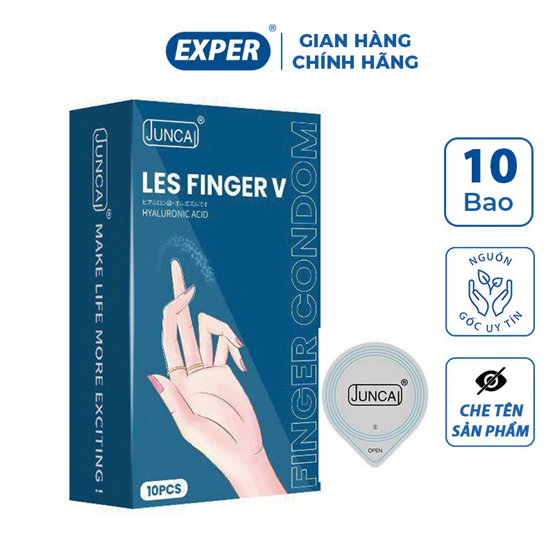 Bao cao su ngón tay Juncai LES FINGER hộp 10 cái, bcs ngón tay siêu mỏng nhiều gel hương hoa quả dịu nhẹ