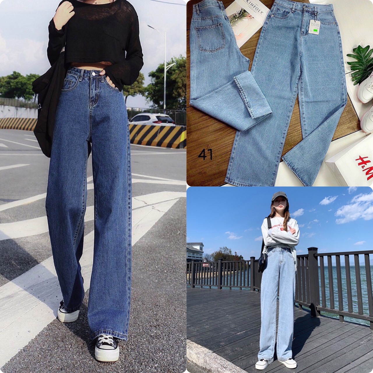 [ kèm ảnh thật ] QUẦN JEANS NỮ ỐNG SUÔNG LƯNG CAO MẪU JEAN TRƠN SANG CHẢNH, CHẤT JEAN MỀM, ỐNG QUẦN DÀI 100CM - THƠI TRANG CAO CẤP 1933 STORE