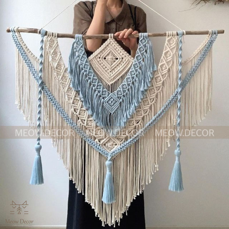 Mành macrame bigsize phong cách boho treo tường trang trí nhà cửa, homestay, quán cafe