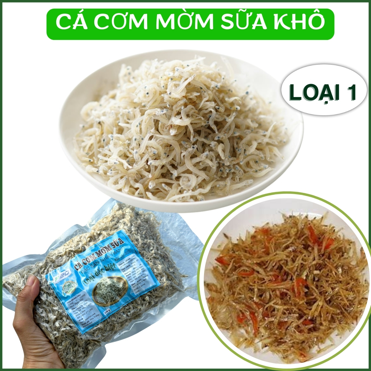 {500g} Cá cơm mờm khô - Cá cơm khô - Khô cá cơm. Cá Cơm khô nhỏ dùng rim kho nấu canh giàu canxi, Kh