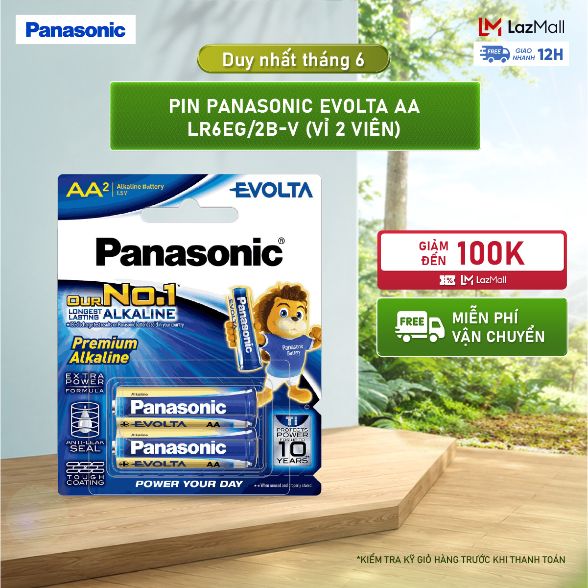 Vỉ 2 viên Pin Panasonic Evolta AA LR6EG/2B-V – Hàng Chính Hãng