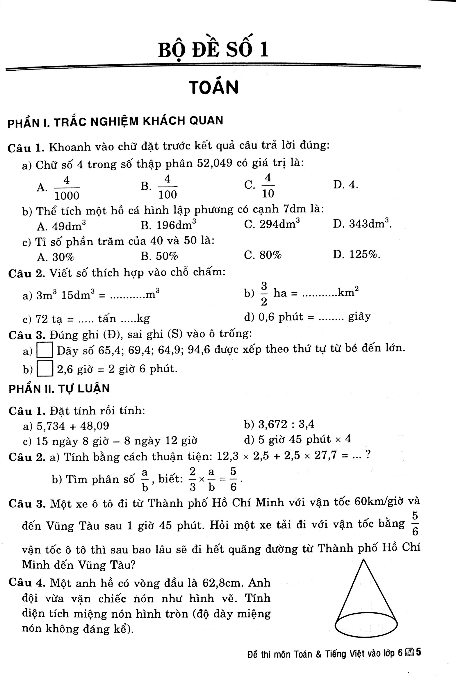 Fahasa - Đề Thi Môn Toán & Tiếng Việt Vào Lớp 6