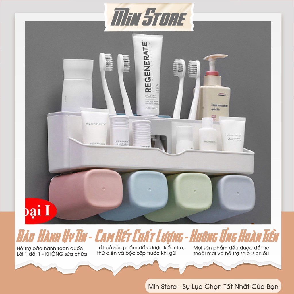 Kệ để bàn chải kem đánh răng, treo tường mà không cần khoang, tự động bóp kem đánh răng, tiết kiệm không gian rửa đa năng