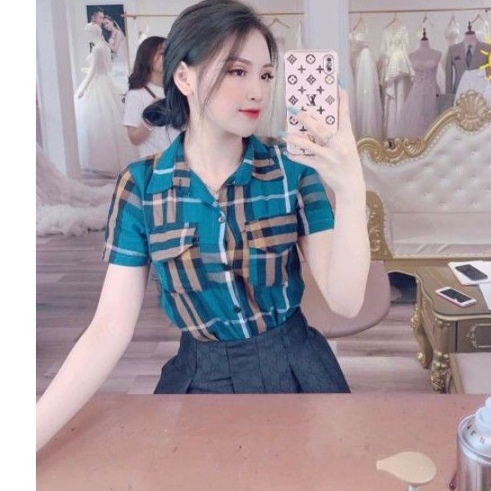 Sơ mi tay ngắn nữ caro nhiều màu