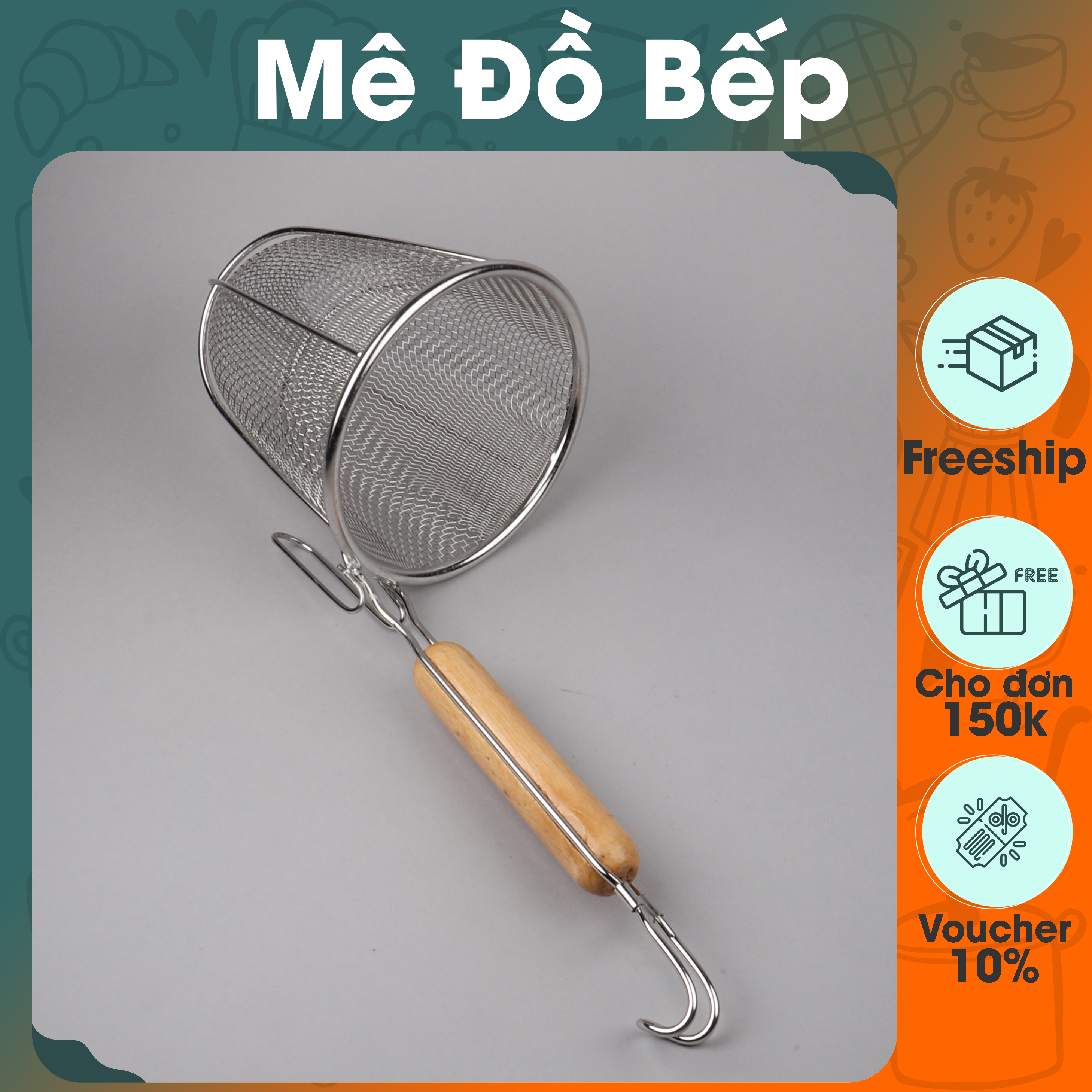 Vá trụng hủ tiếu mì inox sáng bóng loại lớn cao cấp VT01 – BamBam Store