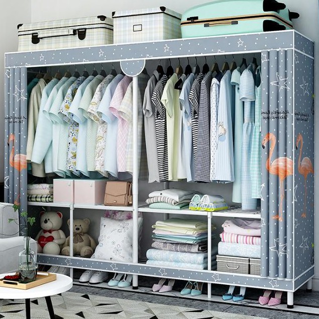 [ SALE XÃ HÀNG GIẢM 50% ] Tủ vải đựng quần áo - Tủ vải 3D, Tủ vải quần áo cao cấp kiểu dáng 3D 1 buồng -2 buồng -3 buồng  ngăn (có 2 màu xanh và hồng , lưu ý giao hình ngẫu nhiên) đổi trả trong vòng 7 ngày