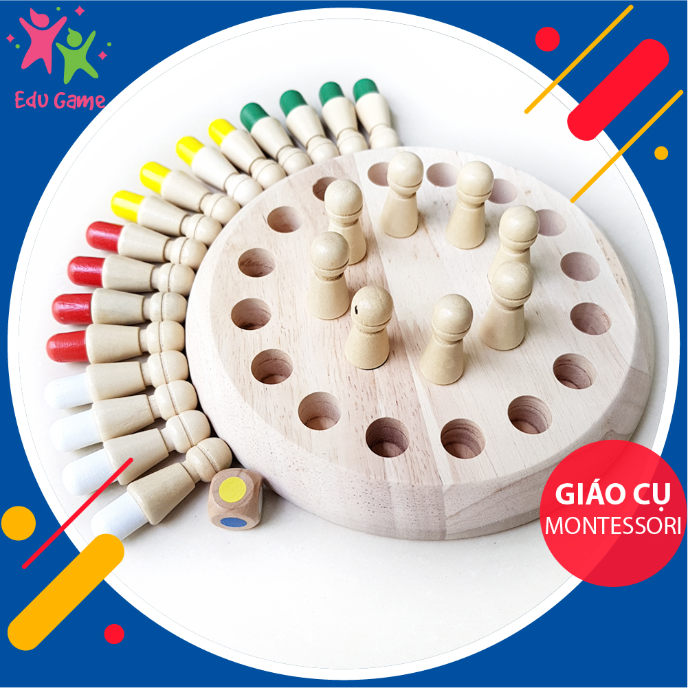 Bộ cờ luyện trí nhớ cả nhà cùng chơi - Trò chơi bằng gỗ cho bé 3 tuổi - Giáo cụ Montessori