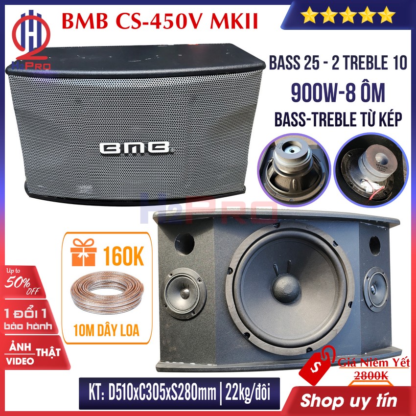 Đôi loa karaoke gia đình, loa hát karaoke BMB 450 bass 25-900W- bass ấm, hát hay ( quà 160k 10m dây loa) - Shop H2pro