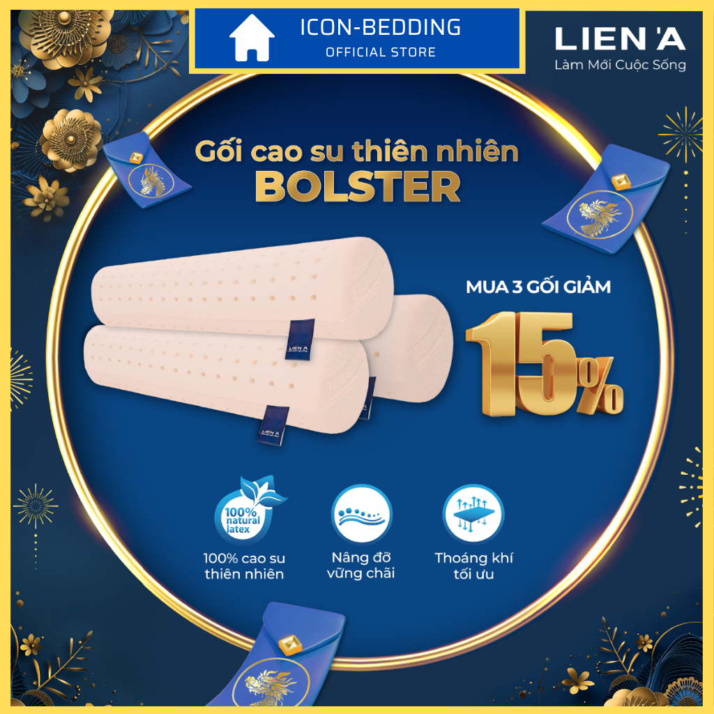 Gối ôm cao su bolster liên á - 100% chính hãng by icon-bedding