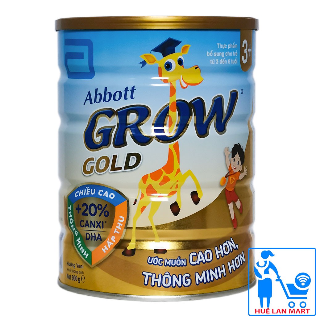 Sữa Bột Abbott Grow Gold 3+ Hương Vani Hộp 900G Ước Muốn Cao Hơn, Thông