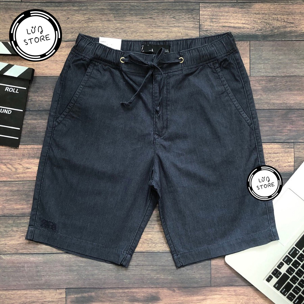 Quần short nam lưng thun trơn LỬNG STORE màu xanh mực - LT83