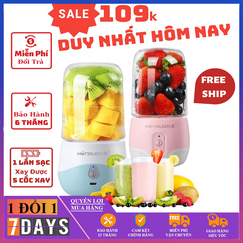 Máy xay sinh tố honguo 300ml cầm tay sử dụng pin sạc cổng usb tiện dụng