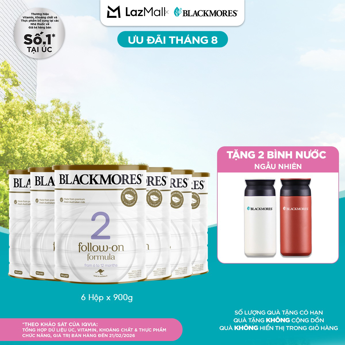 [DATE MỚI] Combo 6 Hộp Sữa Blackmores số 2 Follow-On Formula (900g)