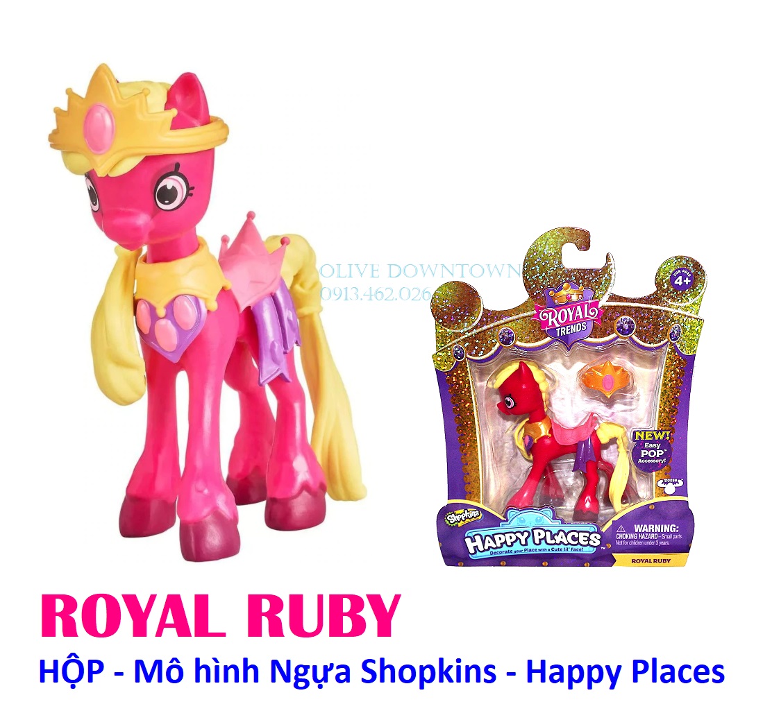Hộp * Bộ Búp bê Ngựa hoàng gia RUBY kèm Vương miện - SHOPKINS - Đồ chơi VNXK