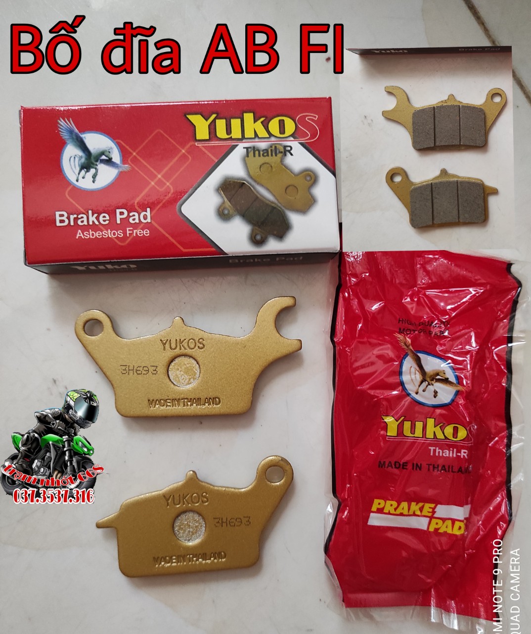 [ẢNH THẬT] BỐ THẮNG DĨA, MÁ PHANH TRƯỚC XE AB FI, VISION FI, AIR BLADE YUKOS THÁI