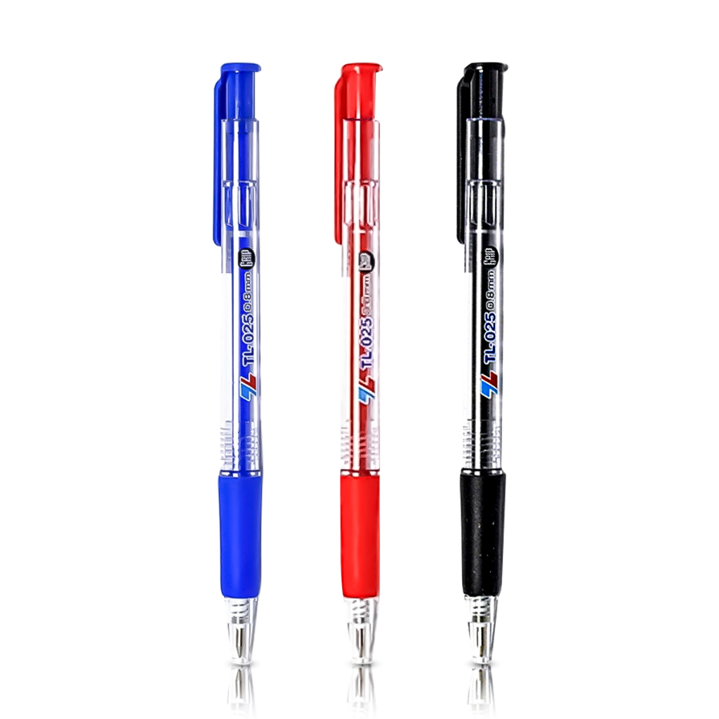 Bút bi Thiên Long TL-025 ngòi 0.8mm - có tấm đệm mềm giúp cầm êm tay và giảm trơn khi viết