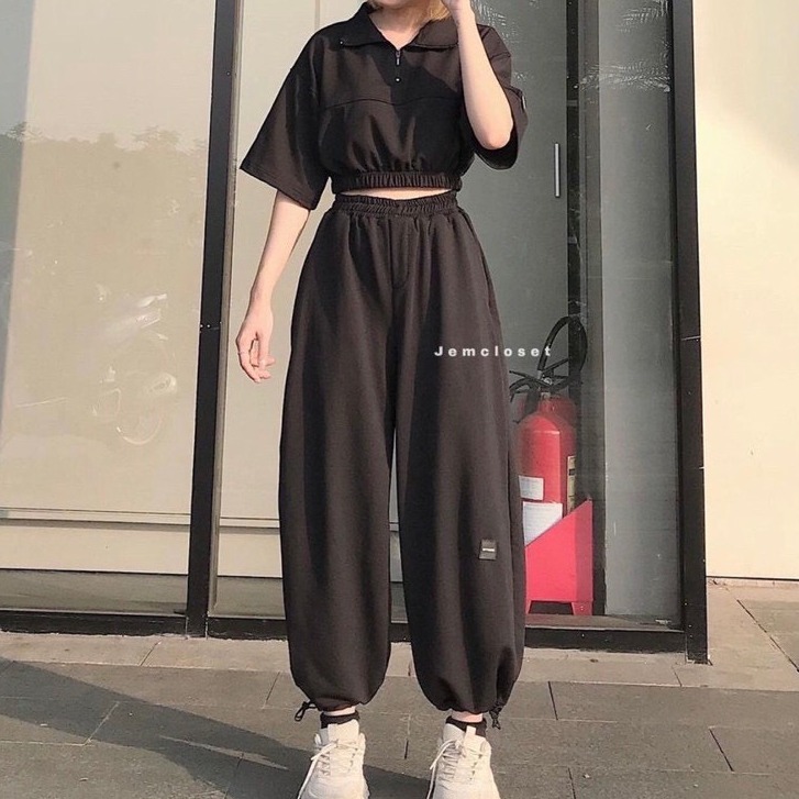 [ Rẻ Vô Địch] Set Đồ Nữ, Set Bộ Croptop Khóa Cổ Mix Quần Boom Gấu Siêu Xinh Hàng Loại 1 G78