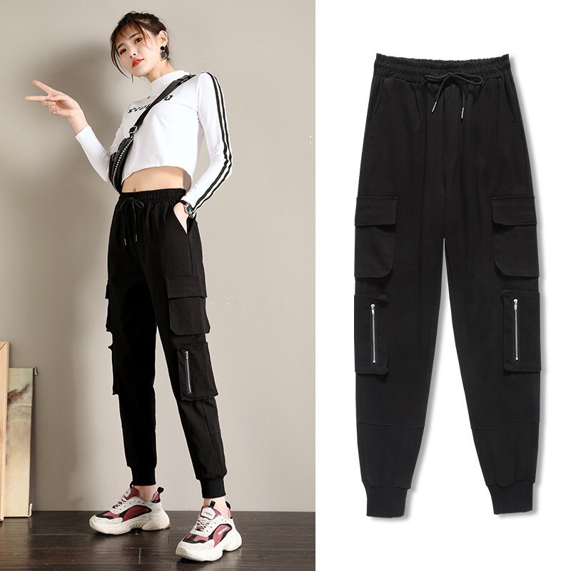 Quần jogger kaki túi hộp zipper dọc túi nam nữ unisex chất dày dặn