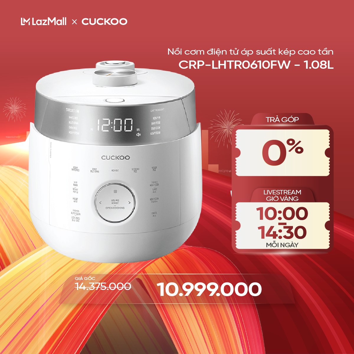 Cuckoo High-Frequency Electronic Rice Cooker 1.08 Liters Crp-Lhtr0610Fw/Fb - Domestic Version - Dual Pressure - Many Cooking Functions - Made in Korea - Domestic Version - Genuine Product