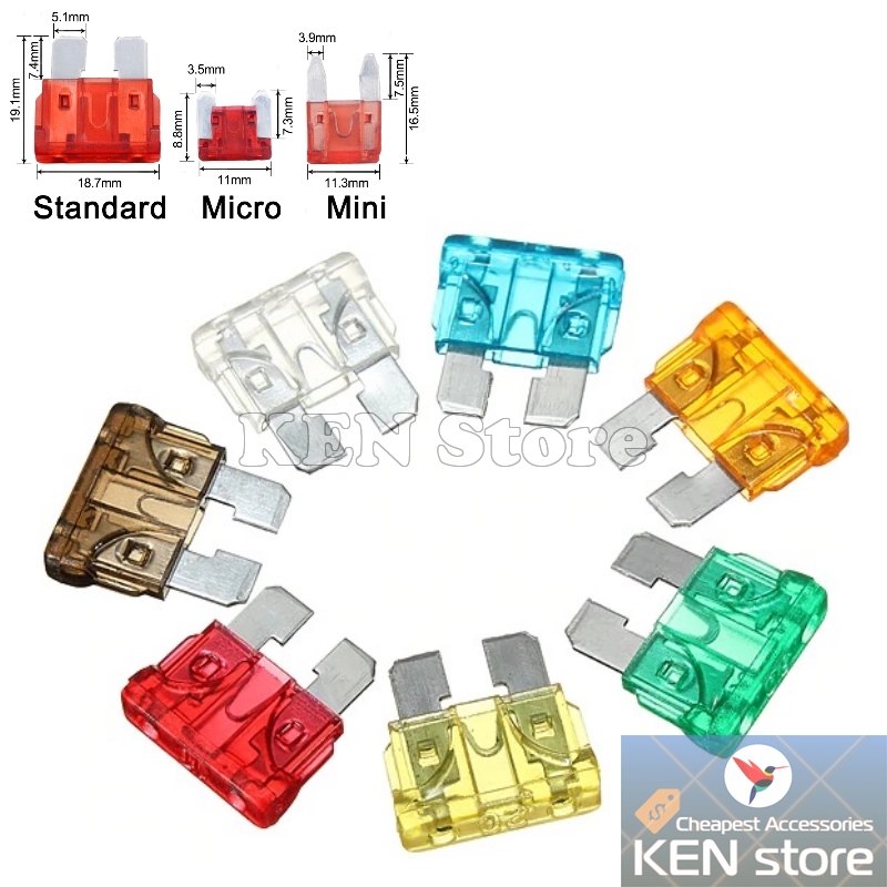 Bộ 3 cầu chì xe máy, xe ô tô (5A ~ 30A) size mini và size chuẩn