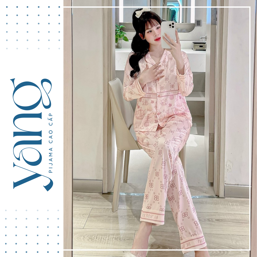 Bộ mặc nhà lụa Sam Luxury Homewear cao cấp TDBB, họa tiết đáng yêu, chất lụa luxury mềm mịn thoáng mát - Yang Pijama Đồ bộ lụa nữ cao cấp