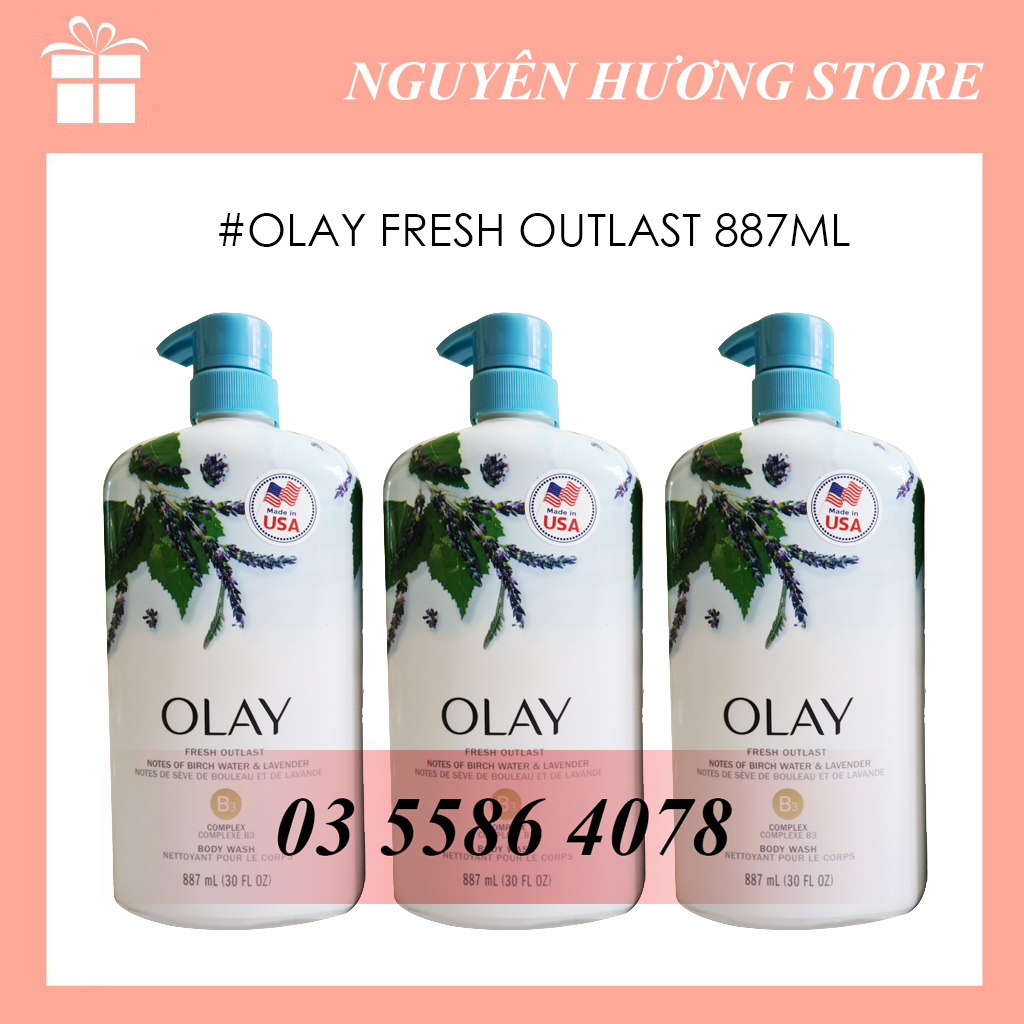 Sữa Tắm Olay Fresh Outlast Birch Water & Lavender Body Wash 887ml | Mẫu mới
