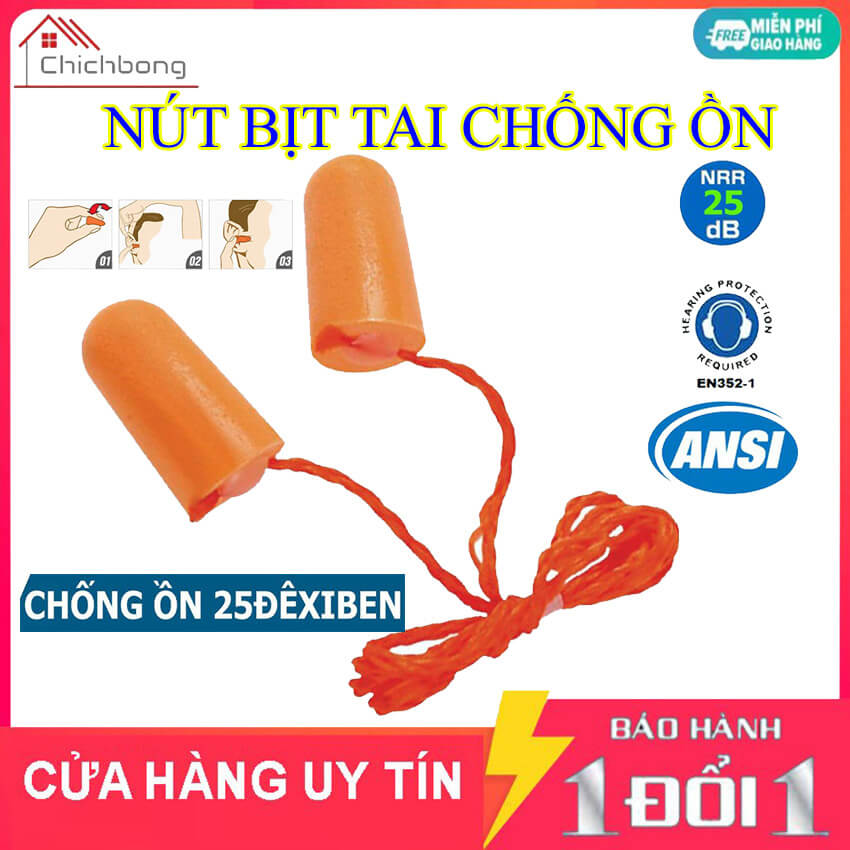 [Rẻ Vô Địch] Nút bịt tai chống ồn cao cấp 3M 1110 có dây đeo tiện lợi, Nút nhét tai cách âm chống ồn bọt biển mềm xốp chống ồn lên đến 29Db thoải mái khi đeo lâu, bảo vệ tai khỏi ô nhiễm tiếng ồn
