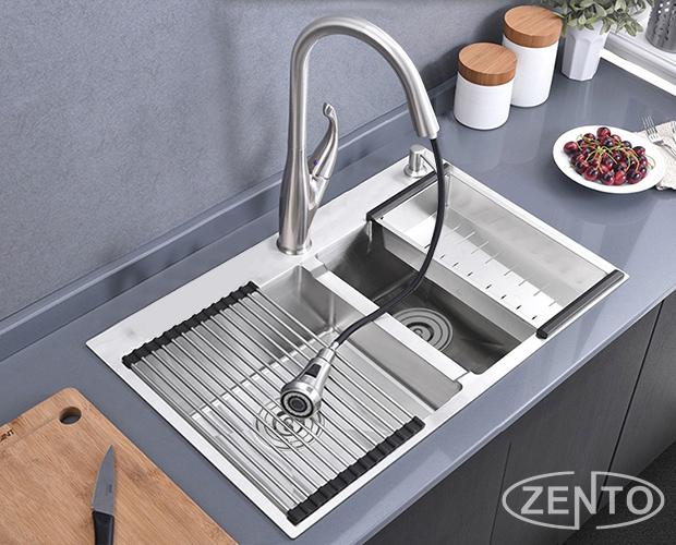 Chậu rửa bát inox 2 hố cân zento hd7843-304hm-c