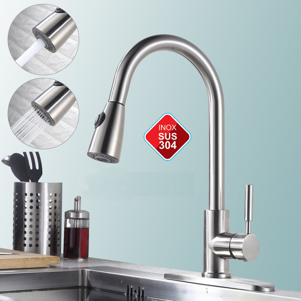 Vòi rút bát dây rút nóng lạnh inox sus 304