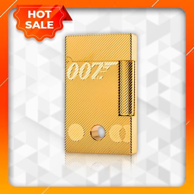 Hộp Quẹt Bật Lửa Dupont Gas Đá Màu Vàng D203V Kẻ Chéo Khắc Chữ 007 Có Lỗ Tròn Nhỏ - Dùng Gas Đá Cao