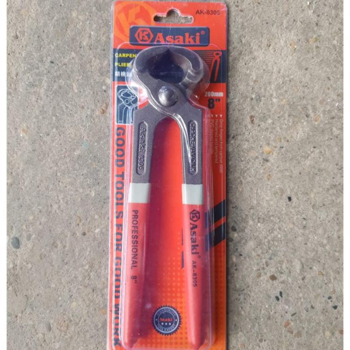Kìm nhổ đinh- kìm bẻ kính asaki 8 inch