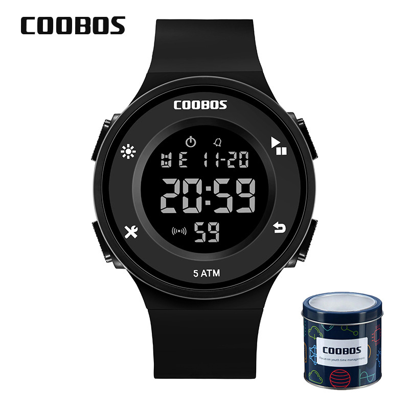 [HCM]Đồng hồ điện tử thể thao dây cao su 22mm COOBOS 9199 đa chức năng chống nước kiểu máy Quartz Nhật thiết kế phong cách thể thao