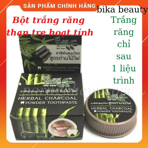 Bột làm trắng răng chiết xuất than tre Thái Lan-Bika beauty trắng răng đánh tan các mảng bám trên răng