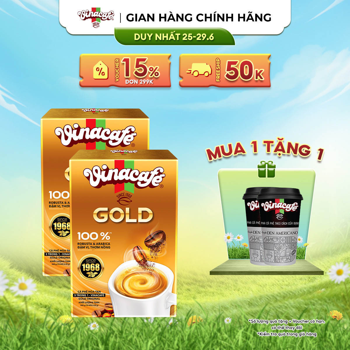[DUY NHẤT 25-29.06 VOUCHER 18% ĐƠN 249K] Cà Phê Vinacafé 3in1 Gold Original - Combo 2 Hộp 18 gói x 20gr