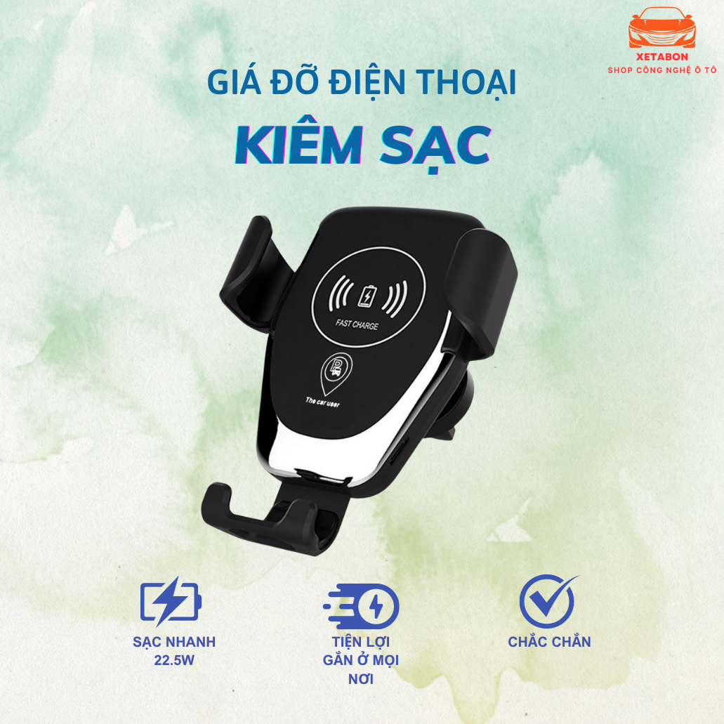 Giá đỡ điện thoại kèm sạc không dây 10W tích hợp sạc nhanh trên xe hơi dành cho các dòng điện thoại giá rẻ
