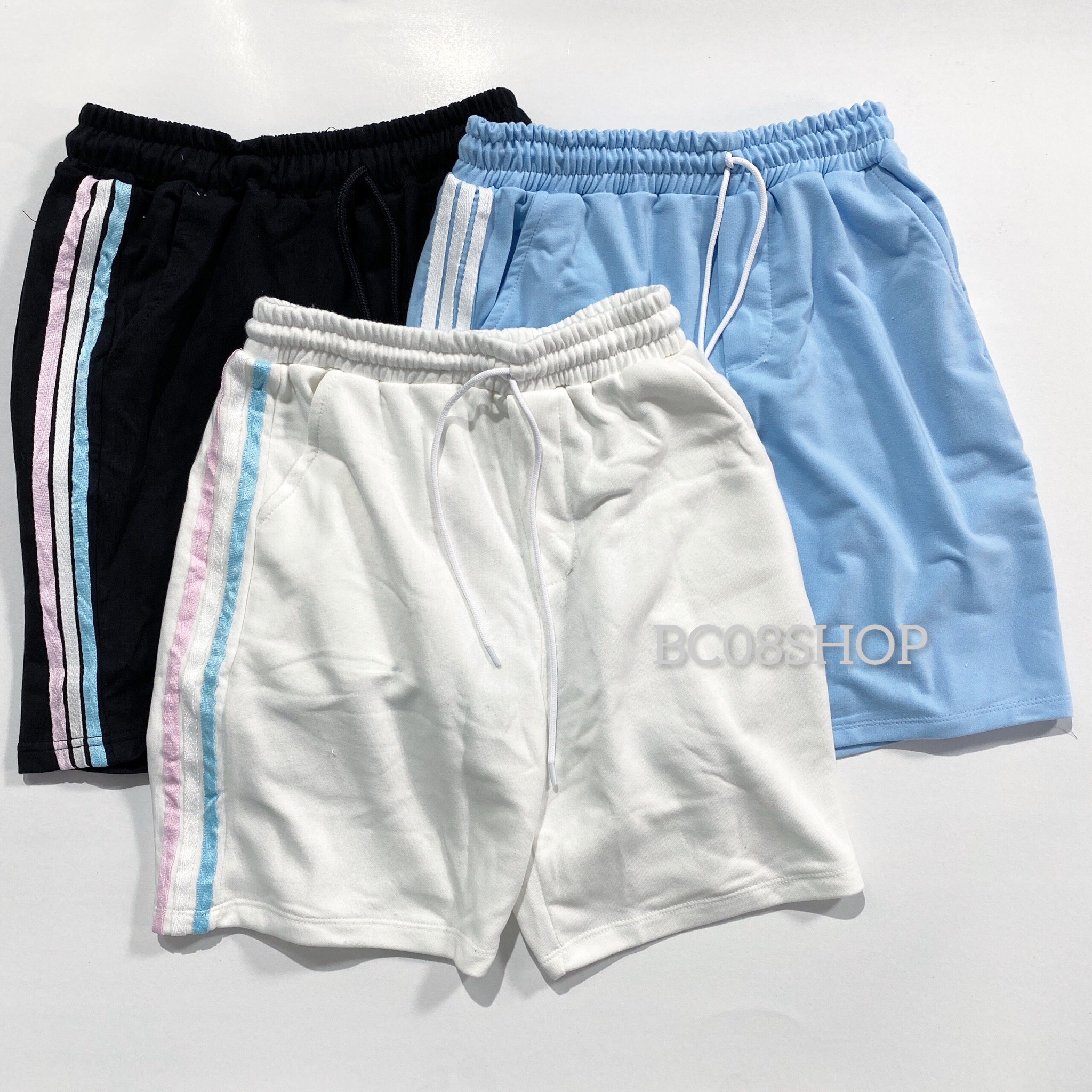 Quần short nữ 3 sọc basic chất thun cotton mềm mịn bc150