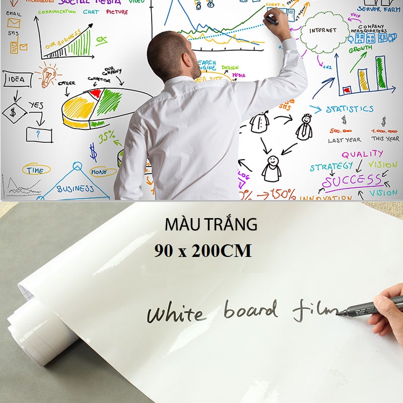 Bảng dán tường học tập, họp văn phòng - decal bảng viết có thể xóa
