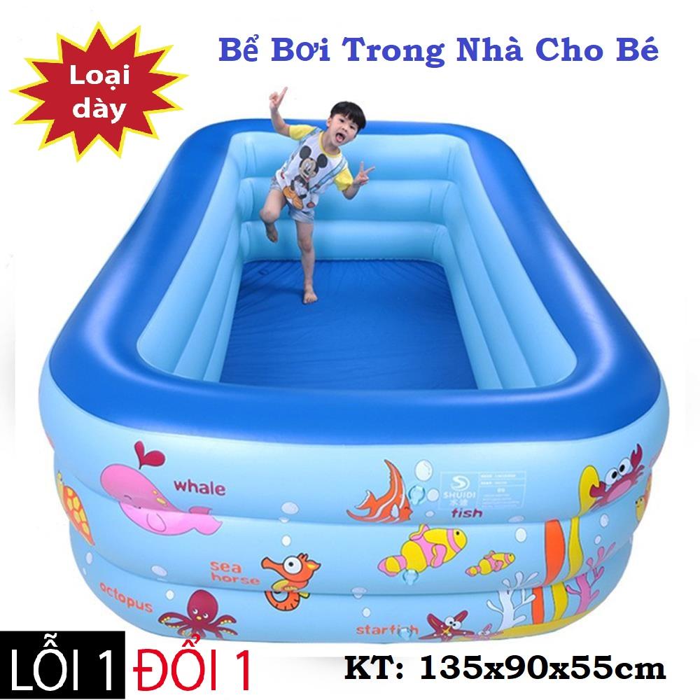 Bể bơi cho bé, Phao Bơi Trẻ Em, Bể Phao Bơi 3 Tầng (KT:135x90x55cm) Chất Liệu Vải Nhựa PVC Dày Dặn Đàn Hồi Tốt, Họa Tiết Đáng Yêu Khiến Bé Thích Thú - Uy Tín, Giá Rẻ, Chất Lượng.